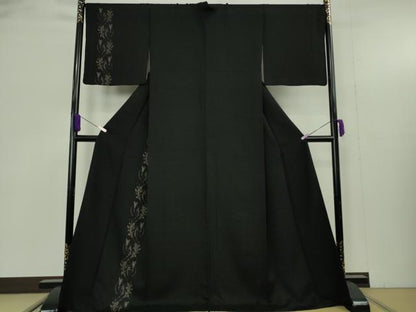 平和屋着物●極上　着物デザイナー　井尻学　訪問着　唐草文　黒地　ロング丈　逸品　DZAB9466kh6