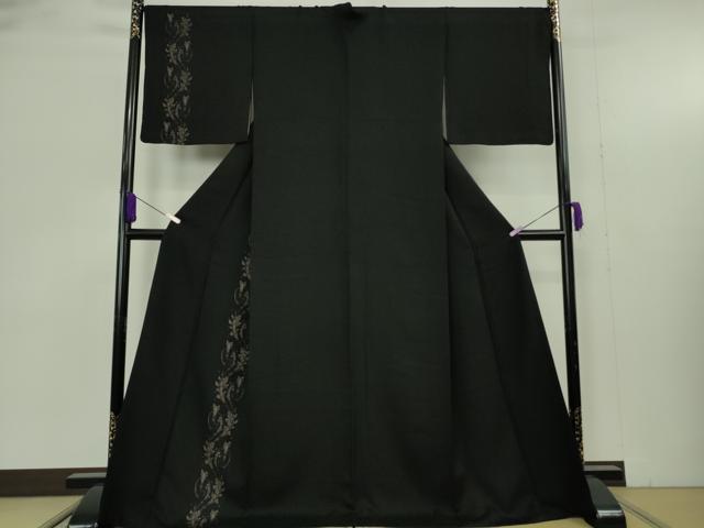 平和屋着物●極上　着物デザイナー　井尻学　訪問着　唐草文　黒地　ロング丈　逸品　DZAB9466kh6