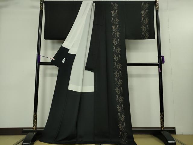 平和屋着物●極上　着物デザイナー　井尻学　訪問着　唐草文　黒地　ロング丈　逸品　DZAB9466kh6