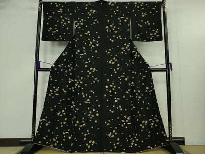 平和屋本店●極上　中国三大刺繍　相良刺繍　総刺繍　小紋　宝尽くし　黒地　逸品　DZAB9469kh6