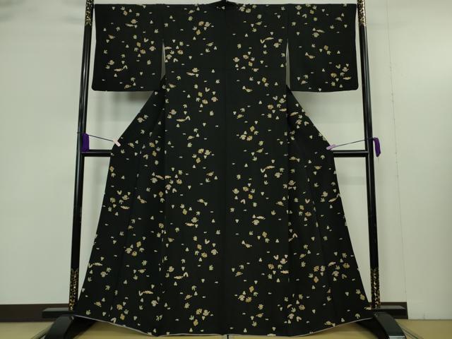 平和屋本店●極上　中国三大刺繍　相良刺繍　総刺繍　小紋　宝尽くし　黒地　逸品　DZAB9469kh6