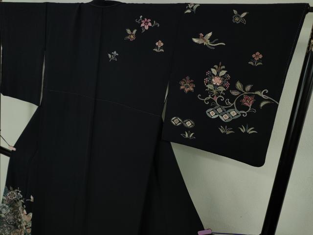 平和屋本店●極上　中国三大刺繍　スワトウ刺繍　汕頭刺繍　総刺繍　絽刺し　訪問着　正倉院花鳥文　濃紺地　金糸　逸品　DZAB9470kh6