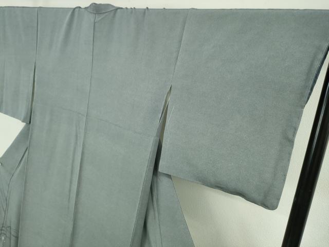 平和屋本店●極上 人間国宝 小宮康孝 江戸小紋 訪問着 型:宮原敏明 鮫小紋柄 吹寄せ 鉄御納戸色×白 三越 反端付き 逸品 未使用DZAB9476kh6