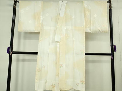 平和屋本店●極上　訪問着・長襦袢(無双仕立て)セット　総手刺繍　草花文　紫黒色地　暈し染め　金糸　逸品　DZAB9478kh6