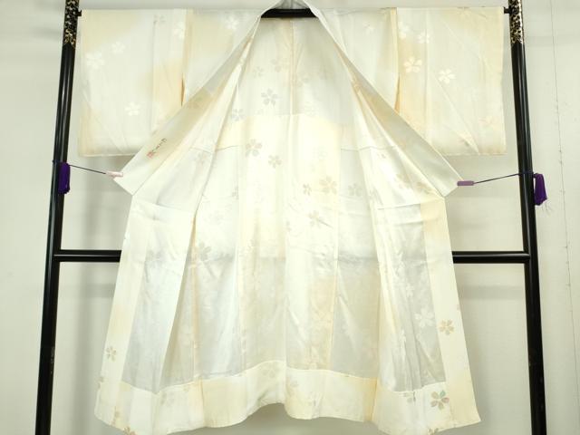 平和屋本店●極上　訪問着・長襦袢(無双仕立て)セット　総手刺繍　草花文　紫黒色地　暈し染め　金糸　逸品　DZAB9478kh6