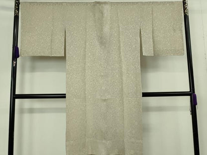 平和屋着物▽極上　道行コート　スリーシーズン　春夏秋　塵除け　ロング丈　花唐草紋紗　練色地　鈴乃屋扱い　逸品　DZAB9480kh6