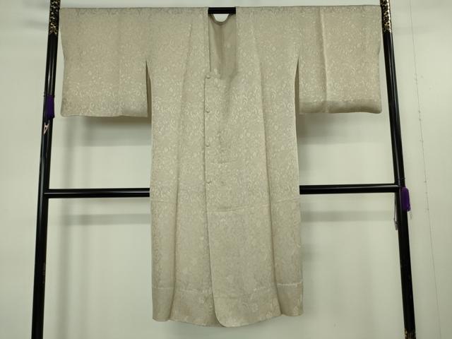 平和屋着物▽極上　道行コート　スリーシーズン　春夏秋　塵除け　ロング丈　花唐草紋紗　練色地　鈴乃屋扱い　逸品　DZAB9480kh6