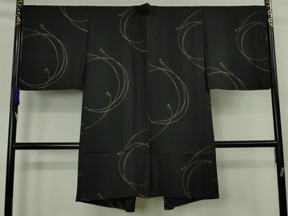 平和屋着物∞極上　長羽織　結び紐文　黒地　逸品　未使用　DZAB9481kh6