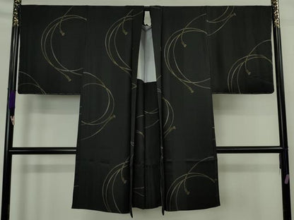 平和屋着物∞極上　長羽織　結び紐文　黒地　逸品　未使用　DZAB9481kh6