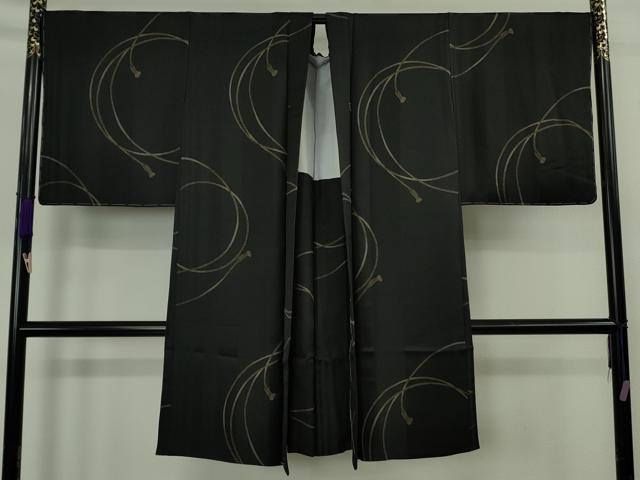平和屋着物∞極上　長羽織　結び紐文　黒地　逸品　未使用　DZAB9481kh6