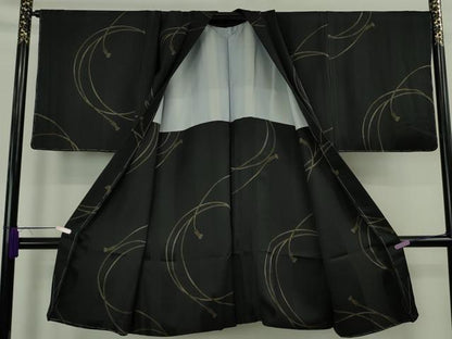 平和屋着物∞極上　長羽織　結び紐文　黒地　逸品　未使用　DZAB9481kh6