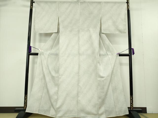 平和屋本店＊極上　夏物　石川県指定無形文化財　夏牛首紬　白山工房　手織り　よろけ縞　逸品　DZAB9485kh6