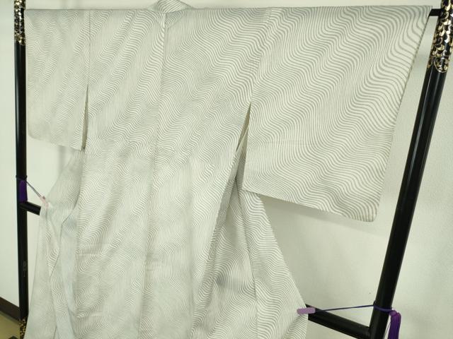 平和屋本店＊極上　夏物　石川県指定無形文化財　夏牛首紬　白山工房　手織り　よろけ縞　逸品　DZAB9485kh6