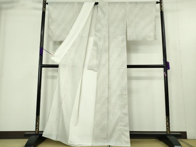 平和屋本店＊極上　夏物　石川県指定無形文化財　夏牛首紬　白山工房　手織り　よろけ縞　逸品　DZAB9485kh6
