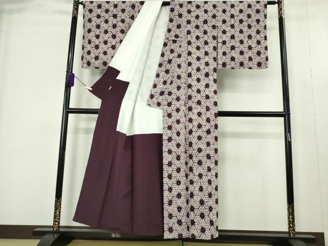 平和屋本店●極上　岩手の匠　草紫堂　南部絞り　紫根染　綿　麻の葉文様　ますいわ屋扱い　逸品　DZAB9489kh6