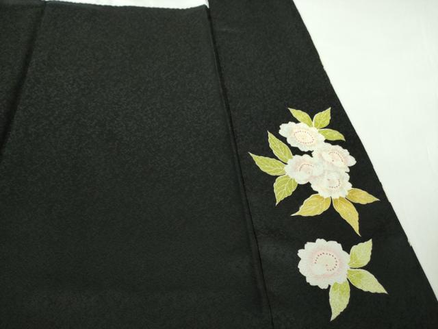 平和屋本店●極上　訪問着　駒刺繍　枝垂れ桜　黒地　金彩　ロング丈　逸品　DZAB9494kh6