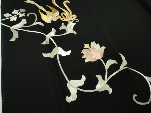 平和屋本店●極上　皇室献上作家　野村静枝　佐賀錦　黒留袖　更紗花唐草　飛鳥文　金銀糸　逸品　DZAB9495kh6