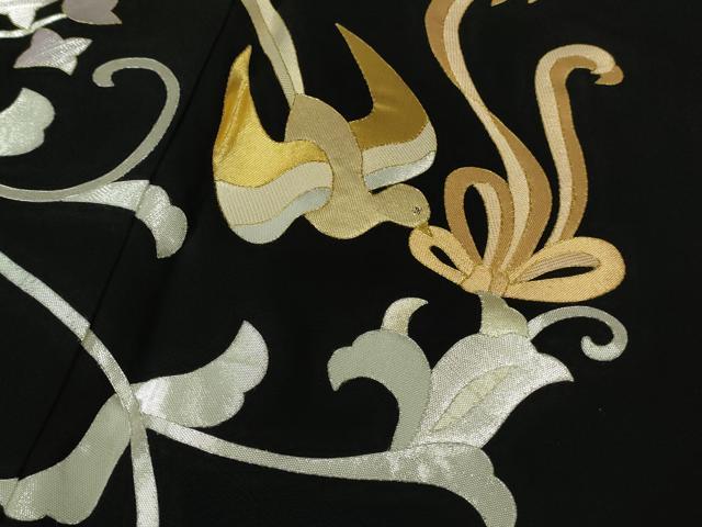 平和屋本店●極上　皇室献上作家　野村静枝　佐賀錦　黒留袖　更紗花唐草　飛鳥文　金銀糸　逸品　DZAB9495kh6