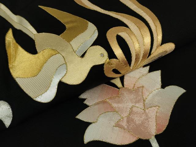 平和屋本店●極上　皇室献上作家　野村静枝　佐賀錦　黒留袖　更紗花唐草　飛鳥文　金銀糸　逸品　DZAB9495kh6