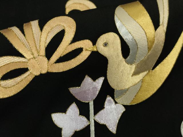 平和屋本店●極上　皇室献上作家　野村静枝　佐賀錦　黒留袖　更紗花唐草　飛鳥文　金銀糸　逸品　DZAB9495kh6