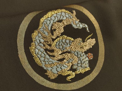 平和屋着物●極上　訪問着　竹屋町刺繍　龍　鳥獣　海松茶色地　金糸　逸品　未使用　DZAB9496kh6