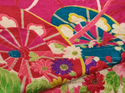 平和屋本店[]極上　アンティーク　大正ロマン　七五三　女の子　3歳　祝着　花車　乱菊　逸品　DZAB9499kh6