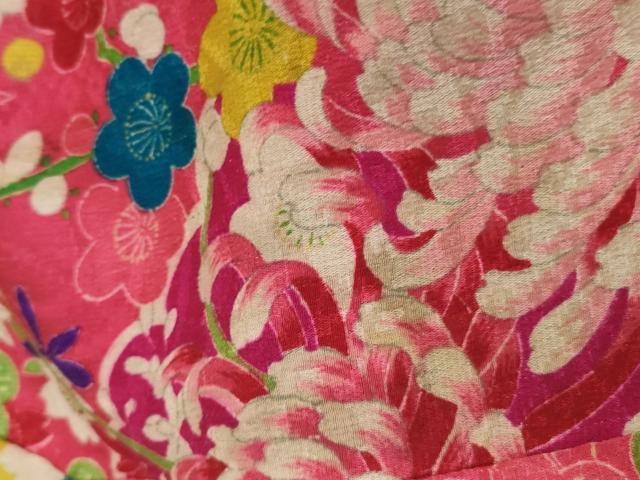 平和屋本店[]極上　アンティーク　大正ロマン　七五三　女の子　3歳　祝着　花車　乱菊　逸品　DZAB9499kh6