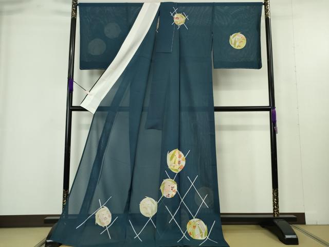 平和屋本店＊極上　夏物　銀座　志ま亀　訪問着　変わり絽　型染　帆　笹　褐返色地　ロング丈　たとう紙付き　逸品　未使用　DZAB9502kh6