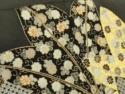 平和屋本店●極上　銀座きしや　訪問着　駒刺繍　楓　縮緬地　羊羹色　金彩　たとう紙付き　逸品　未使用　DZAB9505kh6