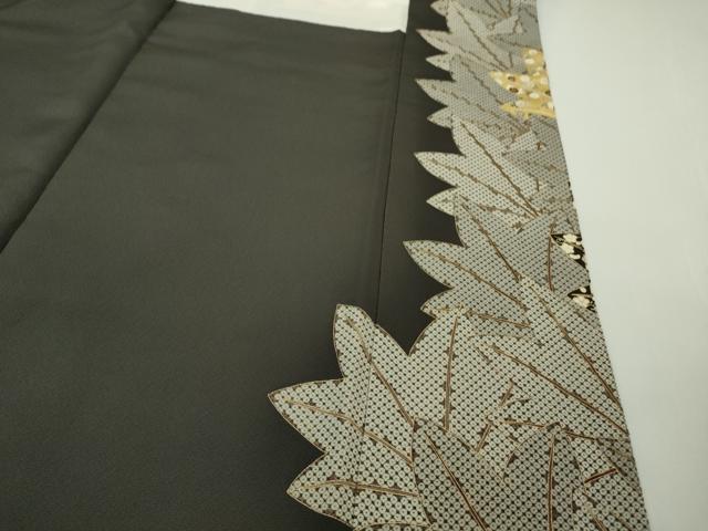 平和屋本店●極上　銀座きしや　訪問着　駒刺繍　楓　縮緬地　羊羹色　金彩　たとう紙付き　逸品　未使用　DZAB9505kh6