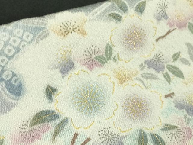 平和屋本店●極上　訪問着　銀駒刺繍　立波舞桜　暈し染め　黒地　金彩　逸品　DZAB9510kh6