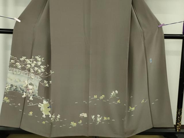 平和屋着物●極上　本加賀友禅作家　横山秀一　訪問着　駒廻し　江戸鼠色地　証紙付き　逸品　DZAB9511kh6