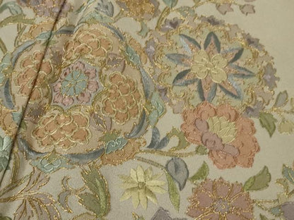 平和屋着物●極上　色留袖　刺繍　更紗花文　茶鼠色地　金糸　逸品　DZAB9513kh6