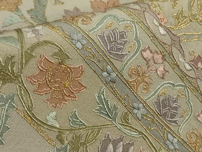 平和屋着物●極上　色留袖　刺繍　更紗花文　茶鼠色地　金糸　逸品　DZAB9513kh6