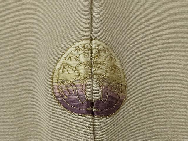 平和屋着物●極上　色留袖　刺繍　更紗花文　茶鼠色地　金糸　逸品　DZAB9513kh6