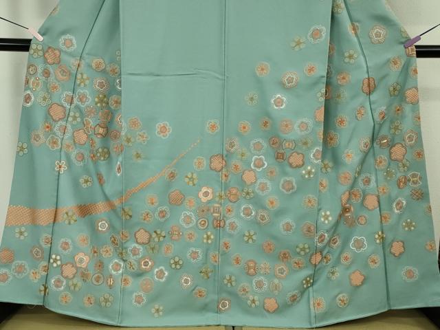 平和屋着物●極上　中国三大刺繍　相良刺繍　総刺繍　訪問着　作家物　舞花宝尽くし　新橋色地　金糸　逸品　未使用　DZAB9514kh6
