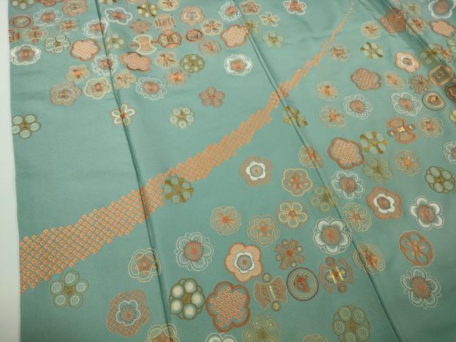 平和屋着物●極上　中国三大刺繍　相良刺繍　総刺繍　訪問着　作家物　舞花宝尽くし　新橋色地　金糸　逸品　未使用　DZAB9514kh6