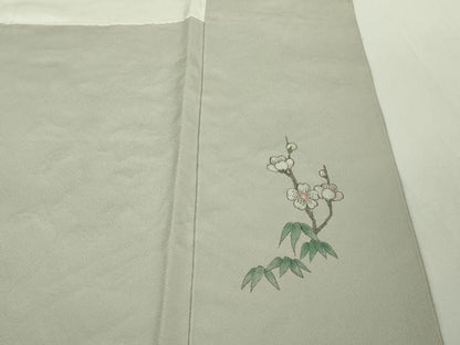 平和屋着物●極上　中国三大刺繍　相良刺繍　蘇州刺繍　総手刺繍　色留袖　花鳥文　絹鼠色地　逸品　DZAB9521kh6