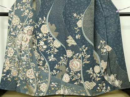 平和屋本店●極上　訪問着　駒刺繍　鳳凰花唐草文　金彩　逸品　DZAB9522kh6