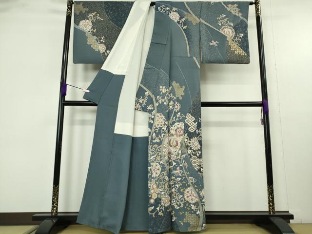 平和屋本店●極上　訪問着　駒刺繍　鳳凰花唐草文　金彩　逸品　DZAB9522kh6