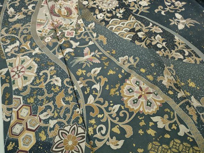平和屋本店●極上　訪問着　駒刺繍　鳳凰花唐草文　金彩　逸品　DZAB9522kh6