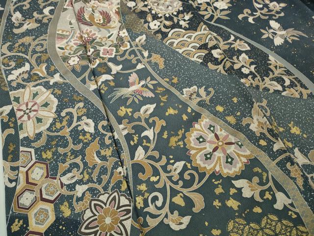 平和屋本店●極上　訪問着　駒刺繍　鳳凰花唐草文　金彩　逸品　DZAB9522kh6