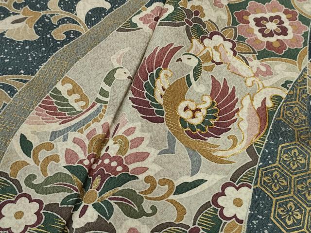 平和屋本店●極上　訪問着　駒刺繍　鳳凰花唐草文　金彩　逸品　DZAB9522kh6