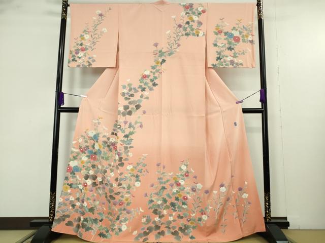 平和屋着物●極上　訪問着　友禅　枝花文　一斤染色地　暈し染め　逸品　DZAB9523kh6