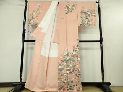 平和屋着物●極上　訪問着　友禅　枝花文　一斤染色地　暈し染め　逸品　DZAB9523kh6