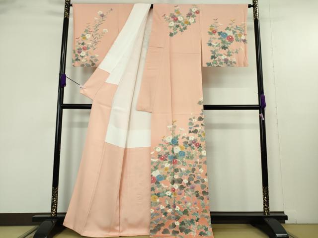 平和屋着物●極上　訪問着　友禅　枝花文　一斤染色地　暈し染め　逸品　DZAB9523kh6