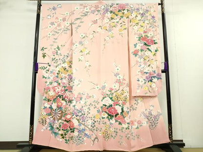 平和屋着物●極上　振袖　友禅　作家物　花車　暈し染め　東武百貨店扱い　逸品　DZAB9524kh6