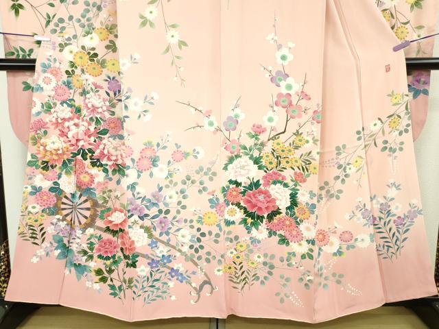 平和屋着物●極上　振袖　友禅　作家物　花車　暈し染め　東武百貨店扱い　逸品　DZAB9524kh6