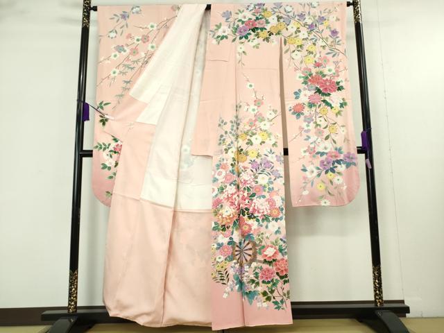 平和屋着物●極上　振袖　友禅　作家物　花車　暈し染め　東武百貨店扱い　逸品　DZAB9524kh6