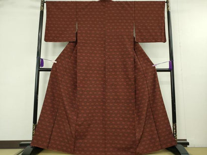 平和屋着物●極上　洗える最高級着物　＜英＞はなぶさ謹製　小紋　麻の葉　逸品　DZAB9526kh6